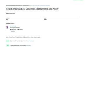 Health Inequalities Concepts Frameworks and Policy