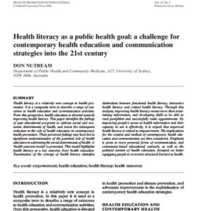 Health Literacy as a Public Health Goal
